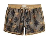 MaaMgic Mens 5" Short 70s 80s 90s Vintage Swim Trunks Quick Dry Bathing Suits Swimming Shorts Swimsuits Board Shorts,New Palm Flamingo Light Brown 4.5,XL