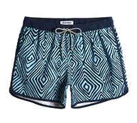 MaaMgic Mens 5" Short 70s 80s 90s Vintage Swim Trunks Quick Dry Bathing Suits Swimming Shorts Swimsuits Board Shorts,Maze Blue,M