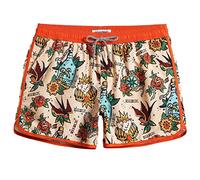MaaMgic Mens 5" Short 70s 80s 90s Vintage Swim Trunks Quick Dry Bathing Suits Swimming Shorts Swimsuits Board Shorts,New Vintage Flower Beer Swallow Palm 4.5,S