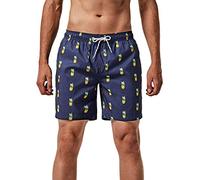 MaaMgic Mens Quick Dry Pineapple Swim Trunks with Mesh Lining Swimwear Bathing Suits, Navy Blue1, XX-Large ( Waist:37 inch-39 inch )