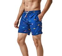 MaaMgic Mens Quick Dry Swim Trunks with Mesh Lining Flamingo Boardshorts, Fish2, Large ( Waist:33''-35'' )