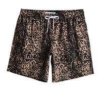 MaaMgic Mens Swimming Shorts Quick Dry 4 Way Stretch Swim Trunks Mesh Lining Swimwear Bathing Suits,Leopard Print,XS