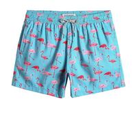 MaaMgic Mens Swimming Shorts Quick-Dry Swim Trunks Mesh Lining Board Shorts Water Repellent Surfing Bathing Beach Shorts with Pockets Flamingo Baby Blue