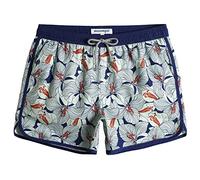 MaaMgic Men's Vintage Floral Blue Lily 5" S Quick Dry Swim Trunks