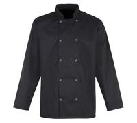 Maan Store Chef Jacket Unisex Kitchen Uniform for Men & Women Cook Coat for Restaurant, Hotel, Catering, Culinary Workwear Short/Long Sleeve (Black Long Sleeve, XXL)