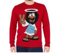Maan Store Happy Jesus Christmas Jumper Knitted Xmas Jumper Unisex Mens Womens Red Top Big Sizes 6X-Large, Red