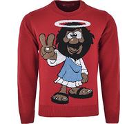 Maan Store Happy Jesus Christmas Jumper Knitted Xmas Jumper Unisex Mens Womens Red Top Big Sizes Small to XXL 3XL 4XL 5XL 6XL 7XL, 7X-Large, Red
