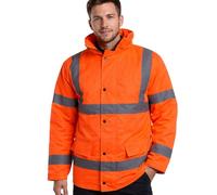 Maan Store Hi-Vis Long Length Safety Workwear Jacket Reflective High Visibility Coat with Durable Material, Waterproof, Windproof Jacket, XX-Large, Orange