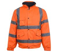 Maan Store High Visibility Men Bomber Jacket Reflective Tapes Security Building Bouncer Waterproof Windproof Jacket Orange XL