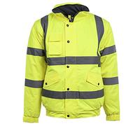 Maan Store High Visibility Windproof Bomber Jacket Reflective Tapes Security Building Bouncer Waterproof Windproof Jacket Yellow M