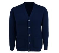Maan Store Men Knitted Cardigan Front Opening Button V Neck Winter Warm Long Sleeve Plan Sweater with Pockets Navy/2XL