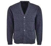 Maan Store Men Knitted Cardigan Front Opening Button V Neck Winter Warm Long Sleeve Plan Sweater with Pockets Denim/2XL