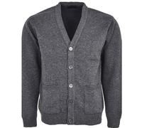 Maan Store Men Knitted Cardigan Front Opening Button V Neck Winter Warm Long Sleeve Plan Sweater with Pockets Charcoal/2XL