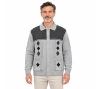 Maan Store Men’s Collared Neck Cardigan Sweater Long Sleeve Knitwear with Front Button Opening and Pocket Classic Knit Lt/Grey M