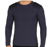 Maan Store Men’s Security Jumper Sweater Ribbed Knit, Reinforced Shoulder Patches & Epaulettes Uniform Workwear (UK, Alpha, L, Regular, Regular, R/N Navy)