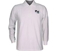 Maan Store Mens Bowling Top Long Sleeves with Bowls Logo Motif On The Front Button Collared Bowling Shirt White