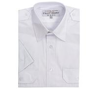 Maan Store Mens Pilot Shirts Short Sleeves Security Bus Driver Shirt with Shoulder Appellate Two Front Pockets, 21.5, White