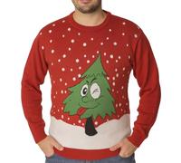 Maan Store Naughty Christmas Tree Red Christmas Jumper Long Sleeve Crew Neck Sweater Unisex Mens Womens 3XL 4XL 5XL 6XL 7XL (RED/4XL)