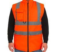 Maan Store Reversible Body Warmer Sleeveless Insulated Vest for Men Outdoor Gilet with Dual-Sided Wear Warm Puffer Waistcoat for Hiking Work Casual (UK, Alpha, 3XL, Regular, Regular, ORANGE)