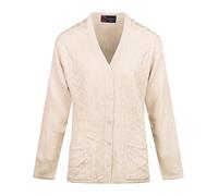 Maan Store Women’s Elegant V-Neck Button-Up Knit Cardigan Front Pockets Classic Long Sleeve Design Stylish and Comfortable Casual and Office Wear (UK, Alpha, L, XL, Regular, Regular, Cream)