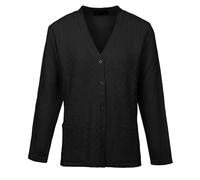 Maan Store Women V Neck Cardigans Knitted Long Sleeve Ladies Sweater Open Front Button Down Classic with Pockets Size S to 2XL