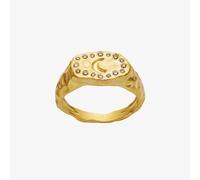 Maanesten Demi Gold Plated Moon Hammered Oval Signet Ring 4808A 57