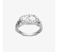 Maanesten Demi Silver Moon Hammered Oval Signet Ring 4808C 53