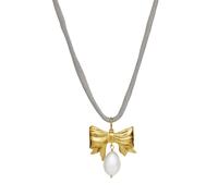 Maanesten Miyu Necklace Goldplated Silver 2708A - Woman - Quartz - 925 Sterling Silver Gold/Grey 14 cm