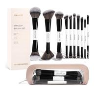 MAANGE 10 PCS Makeup Brush Set with Case, Dual-Ended Professional Foundation Eyeshadow Blush Makeup Brushes Kit, Synthetic Vegan Hair Soft Face Cosmetics Brushes for Liquid Powder Cream