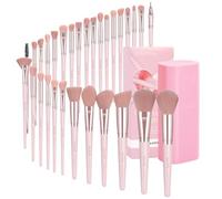 MAANGE 30Pcs Professional Makeup Brush Set with Case - Premium Synthetic Brushes for Foundation, Powder, Blush, Eyeshadow & Blending,Pink