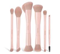 MAANGE 6-Piece Dual-Ended Makeup Brush Set (12-in-1) - Professional Foundation, Contour, Eyeshadow & Blending Brushes - Vegan Synthetic Bristles for Flawless Face & Eye Makeup