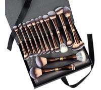MAANGE Luxury 13-Piece Dual-Ended Makeup Brush Set in Gold | 26-in-1 Professional Brush Kit with Cosmetic Pouch & Gift Box | Premium Gift for Her