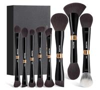 MAANGE Luxury 8 Dual-Ended Makeup Brush Set with Mirror Case Professional 16-in-1 Makeup Brushes for Foundation, Contour, Eyeshadow -Gifts for Women