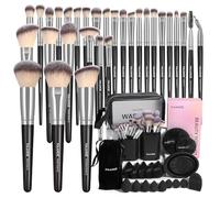 MAANGE Makeup Brush Set 51 PCS Professional Makeup Brushes for Foundation Powder Concealers Eye shadows Blending Blush Travel Make up Brush Kit (Black Silver)