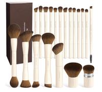 MAANGE Makeup Brushes 20Pcs with Gift Box, Double-End Multi-functional Makeup Brushes for Blending Liquid Powder Concealer Cream Blush Buffe,Beige