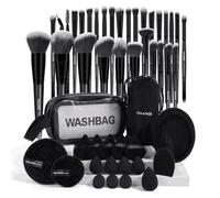 MAANGE Multi-functional Makeup Tool Set - 49 Pcs Makeup Brush Kit with Foundation Brush, Black, 49 Piece Set