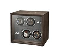 MAAOBR Watch Winder for Automatic Watches, Watch Display Case with LED Light 4 Rotating Modes, Quiet Motor Memory Foam Pad, Wooden Watch Storage Box with USB Cable(4 Gang - Brown Wood Grain+Black)