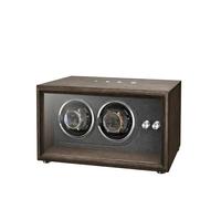 MAAOBR Watch Winder for Automatic Watches, Watch Display Case with LED Light 4 Rotating Modes, Quiet Motor Memory Foam Pad, Wooden Watch Storage Box with USB Cable(2 Gang - Brown Wood Grain+Black)