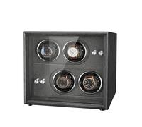 MAAOBR Watch Winder for Automatic Watches, Watch Display Case with LED Light 4 Rotating Modes, Quiet Motor Memory Foam Pad, Wooden Watch Storage Box with USB Cable(4 Gang - Black Wood Grain+Black)