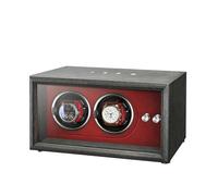 MAAOBR Watch Winder for Automatic Watches, Watch Display Case with LED Light 4 Rotating Modes, Quiet Motor Memory Foam Pad, Wooden Watch Storage Box with USB Cable(2 Gang - Black Wood Grain+Red)