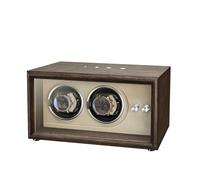 MAAOBR Watch Winder for Automatic Watches, Watch Display Case with LED Light 4 Rotating Modes, Quiet Motor Memory Foam Pad, Wooden Watch Storage Box with USB Cable(2 Gang - Brown Wood Grain+Champagne)