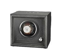 MAAOBR Watch Winder for Automatic Watches, Watch Display Case with LED Light 4 Rotating Modes, Quiet Motor Memory Foam Pad, Wooden Watch Storage Box with USB Cable(1 Gang - Black Wood Grain+Black)
