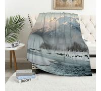 MAAPCHP Flannel Fleece Blanket Throws for Sofa Fluffy Blanket Bed Throw for Bedroom Alaska,Chilkat Valley Covered in Snow Winter Season Landscape Idyllic Scene from Blanket for Bed, Couch,Car 60x80in