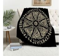 MAAPCHP Flannel Fleece Blanket Throws for Sofa Fluffy Blanket Bed Throw for Bedroom Ancient Scandinavian ornament shield Viking and Scandinavian runes isolated on b Blanket for Bed, Couch,Car 40x50in
