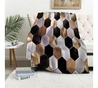 MAAPCHP Flannel Fleece Blanket Throws for Sofa Fluffy Blanket Bed Throw for Bedroom Background of shiny hexagons of gold silver and black Blanket for Bed, Couch,Car 40x50in