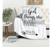 MAAPCHP Flannel Fleece Blanket Throws for Sofa Fluffy Blanket Bed Throw for Bedroom Biblical quote in black & white With God all things are possible Blanket for Bed, Couch,Car 50x60in
