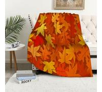 MAAPCHP Flannel Fleece Blanket Throws for Sofa Fluffy Blanket Bed Throw for Bedroom Burnt orange set, multicolored autumn maple leaves in unusual designs Natur Blanket for Bed, Couch,Car 50x60in
