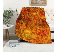 MAAPCHP Flannel Fleece Blanket Throws for Sofa Fluffy Blanket Bed Throw for Bedroom Burnt Orange,Vintage Mosaic Background Quadratic Little Geometric Squares Faded Blanket for Bed, Couch,Car 50x60in