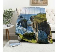 MAAPCHP Flannel Fleece Blanket Throws for Sofa Fluffy Blanket Bed Throw for Bedroom Cornwall Coastline Blanket for Bed, Couch,Car 60x80in