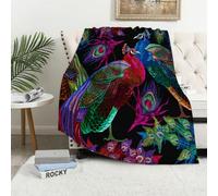 MAAPCHP Flannel Fleece Blanket Throws for Sofa Fluffy Blanket Bed Throw for Bedroom Embroidery peacocks tropical birds seamless pattern. Fashionable template for de Blanket for Bed, Couch,Car 60x80in